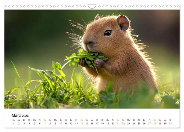 Produktbild: Capybara - liebenswertes gro&szlig;es Wasserschwein (Wandkalender 2026 DIN A3 quer), CALVENDO Monatskalender