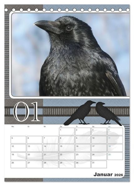 Produktbild: Kr&auml;hen - Clever notiert! Mit K&ouml;pfchen durchs ganze Jahr (Tischkalender 2026 DIN A5 hoch), CALVENDO Monatskalender