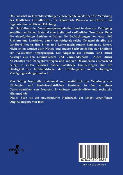 Produktbild: Die Vererbung des l&auml;ndlichen Grundbesitzes im K&ouml;nigreich Preussen