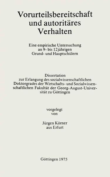 Produktbild: Vorurteilsbereitschaft und autorit&auml;res Verhalten