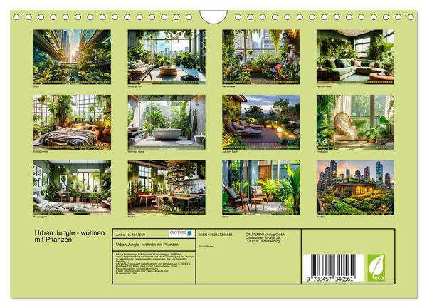 Produktbild: Urban Jungle - wohnen mit Pflanzen (Wandkalender 2026 DIN A4 quer), CALVENDO Monatskalender