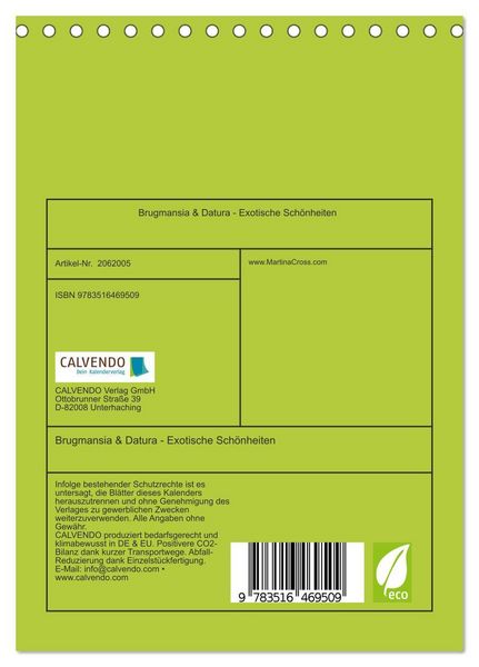 Produktbild: Brugmansia & Datura - Exotische Sch&ouml;nheiten (Tischkalender 2026 DIN A5 hoch), CALVENDO Monatskalender