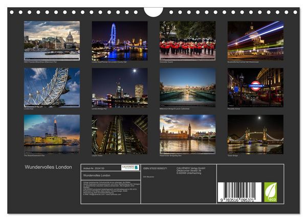 Produktbild: Wundervolles London (Wandkalender 2026 DIN A4 quer), CALVENDO Monatskalender