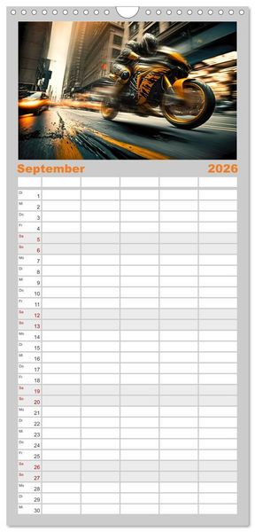 Produktbild: Familienplaner 2026 - Motorrad Speed mit 5 Spalten (Wandkalender, 21 x 45 cm) CALVENDO