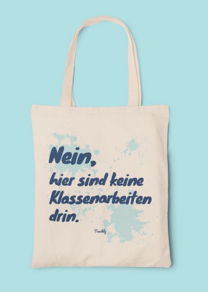 Produktbild: Teachly Baumwolltasche, Nein hier sind keine Klassenarbeiten drin - Mint