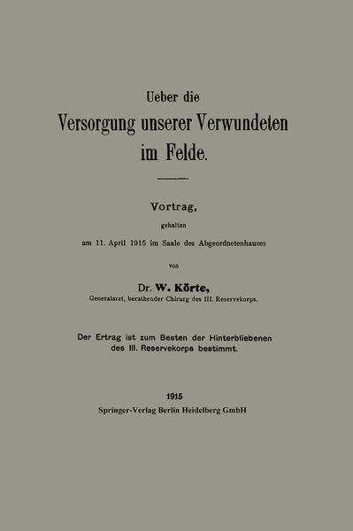 Produktbild: Ueber die Versorgung unserer Verwundeten im Felde