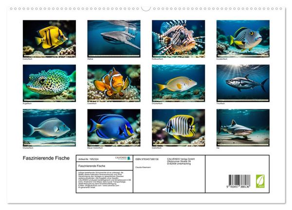 Produktbild: Faszinierende Fische (hochwertiger Premium Wandkalender 2026 DIN A2 quer), Kunstdruck in Hochglanz