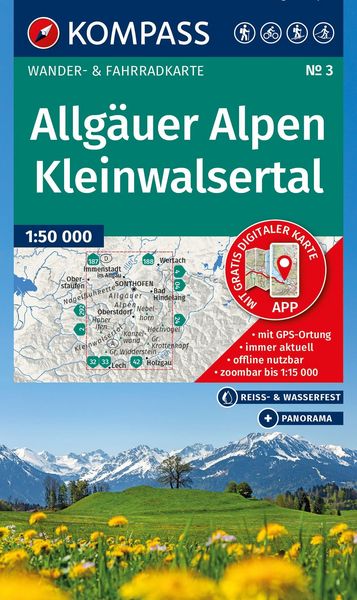Produktbild: KOMPASS Wanderkarte 3 Allg&auml;uer Alpen, Kleinwalsertal 1:50.000