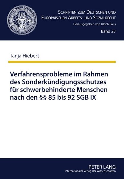 Produktbild: Verfahrensprobleme im Rahmen des Sonderk&uuml;ndigungsschutzes f&uuml;r schwerbehinderte Menschen nach den &sect;&sect; 85 bis 92 SGB IX