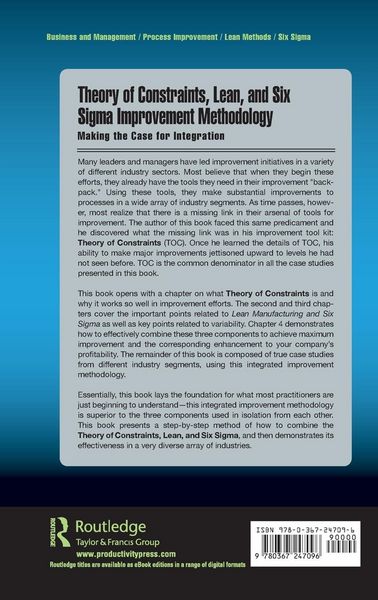 Produktbild: Theory of Constraints, Lean, and Six Sigma Improvement Methodology