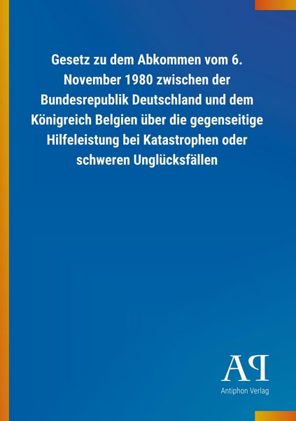 Produktbild: Gesetz zu dem Abkommen vom 6. November 1980 zwischen der Bun