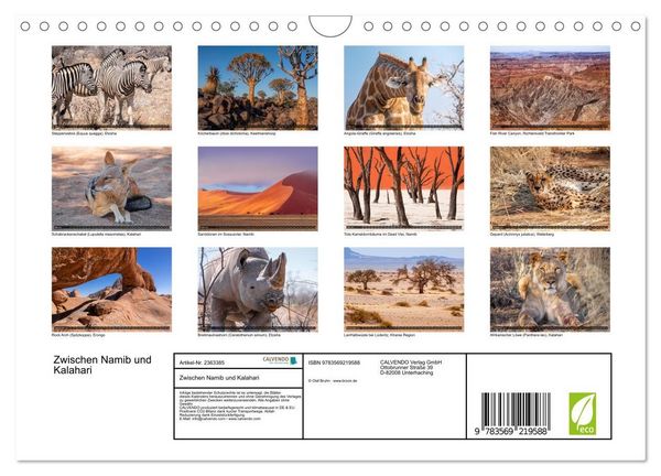 Produktbild: Zwischen Namib und Kalahari (Wandkalender 2027 DIN A4 quer), CALVENDO Monatskalender