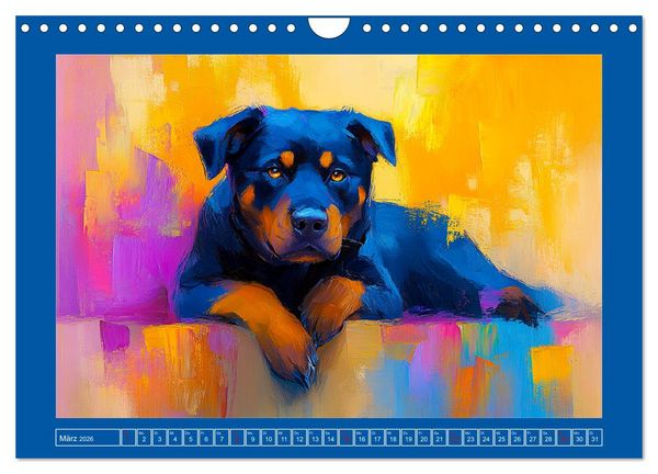 Produktbild: Kraftvolle Partner. Hunde in k&uuml;nstlerischer &Ouml;loptik (Wandkalender 2026 DIN A4 quer), CALVENDO Monatskalender