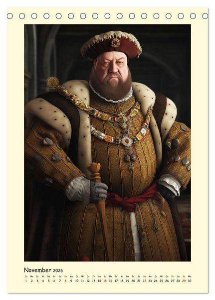Produktbild: Mittelalter Portraits. Inspiriert vom K&ouml;nigshaus der Tudors (Tischkalender 2026 DIN A5 hoch), CALVENDO Monatskalender