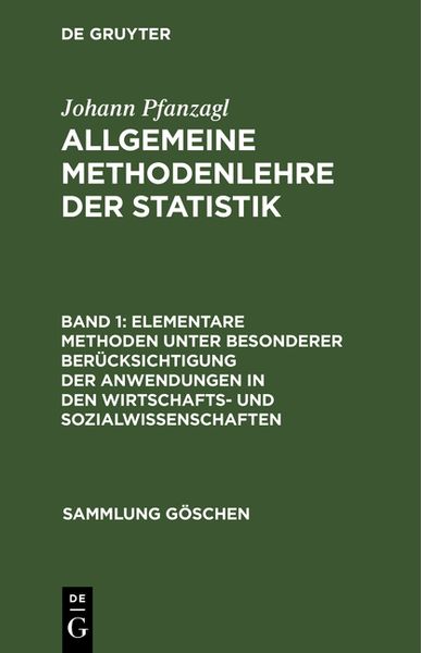 Produktbild: Elementare Methoden unter besonderer Ber&uuml;cksichtigung der Anwendungen in den Wirtschafts- und Sozialwissenschaften