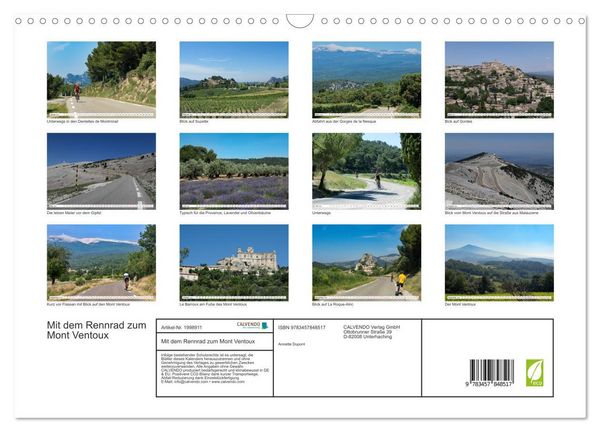 Produktbild: Mit dem Rennrad zum Mont Ventoux (Wandkalender 2026 DIN A3 quer), CALVENDO Monatskalender