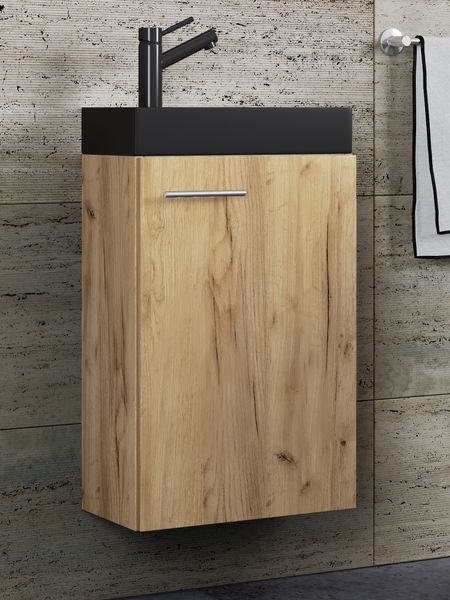 Produktbild: 2-tlg Waschtisch Slito Toilette schmal Schwarz
