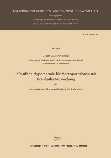 Produktbild: K&uuml;nstliche Hypothermie f&uuml;r Herzoperationen mit Kreislaufunterbrechung