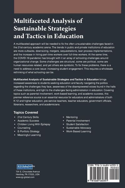 Produktbild: Multifaceted Analysis of Sustainable Strategies and Tactics in Education