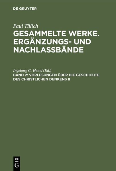 Produktbild: Vorlesungen &uuml;ber die Geschichte des christlichen Denkens II