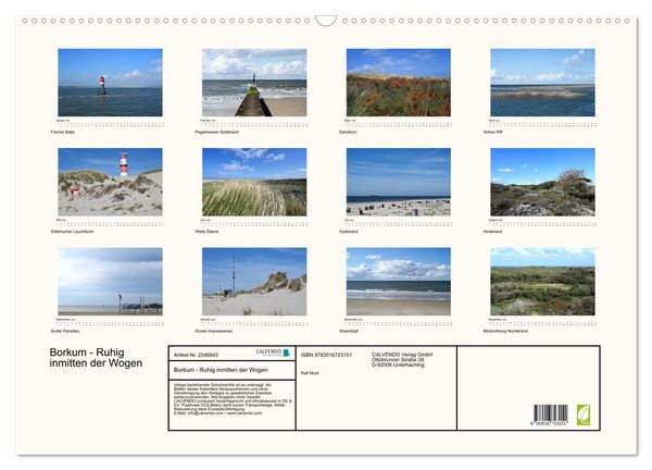 Produktbild: Borkum - Ruhig inmitten der Wogen (Wandkalender 2026 DIN A2 quer), CALVENDO Monatskalender