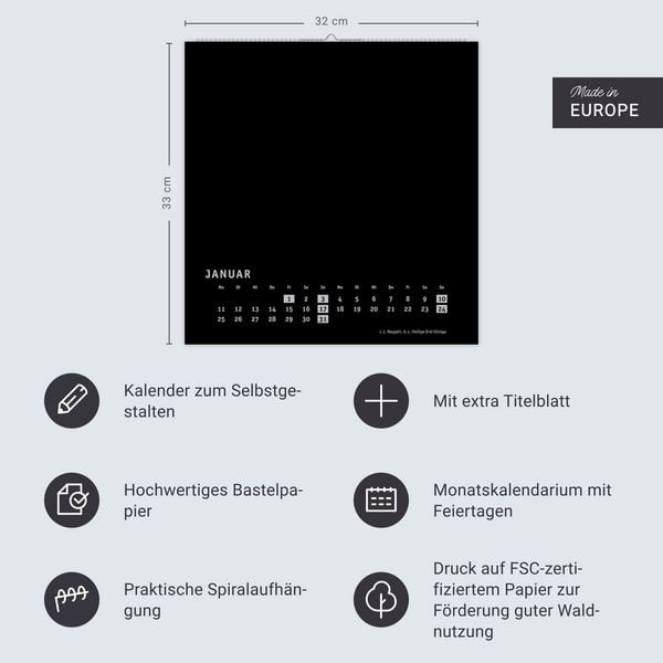 Produktbild: Premium-Bastelkalender schwarz gro&szlig; 2027