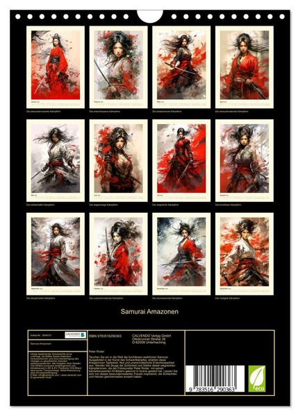 Produktbild: Samurai Amazonen (Wandkalender 2026 DIN A4 hoch), CALVENDO Monatskalender