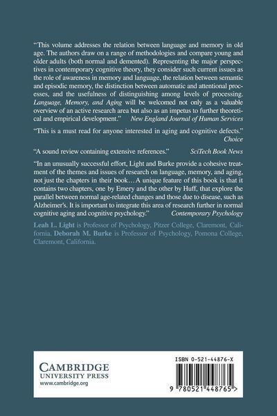 Produktbild: Language, Memory, and Aging