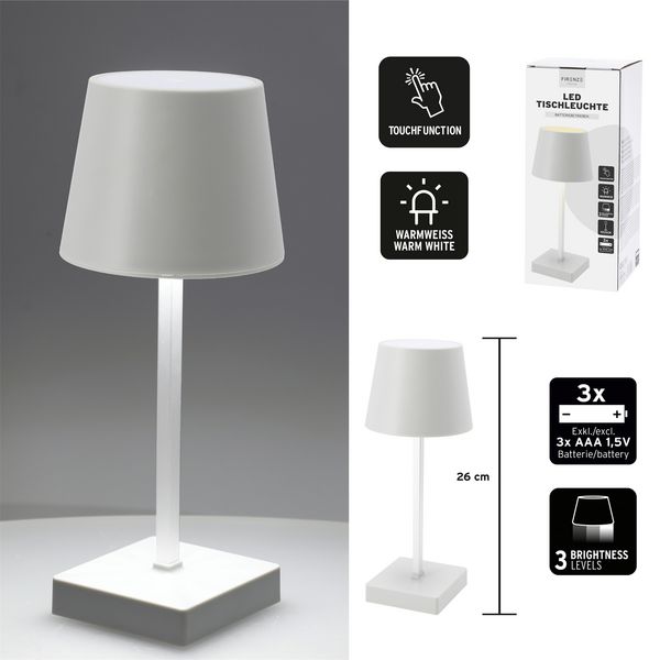 Produktbild: Cepewa LED Tischleuchte, Batterie, wei&szlig;, ca. 26cm LED Tischleuchte, Batterie, wei&szlig;, ca. 26cm