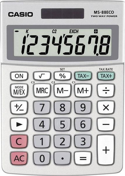 Casio MS-88ECO Tischrechner Silber Display (Stellen): 8 solarbetrieben, batteriebetrieben (B x H x T) 103 x 31 x 145 mm