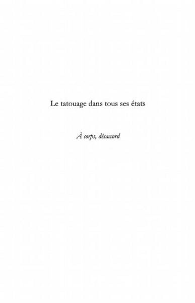 Produktbild: Le tatouage dans tous ses etats - a corps, desaccord