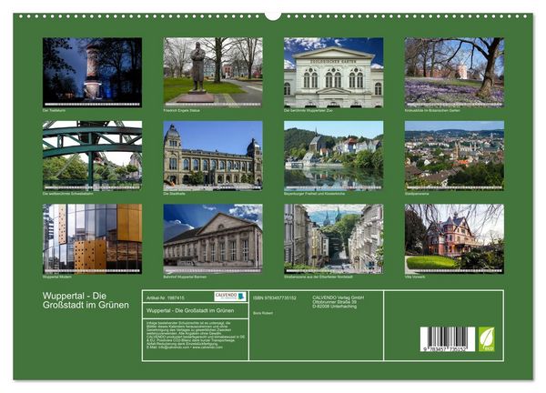 Produktbild: Wuppertal - Die Gro&szlig;stadt im Gr&uuml;nen (hochwertiger Premium Wandkalender 2026 DIN A2 quer), Kunstdruck in Hochglanz