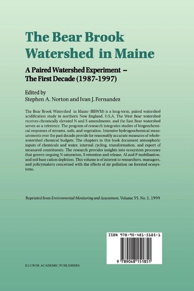 Produktbild: The Bear Brook Watershed in Maine: A Paired Watershed Experiment