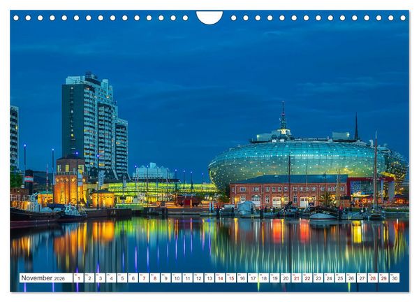 Produktbild: Bremen und Bremerhaven - Nachtaufnahmen (Wandkalender 2026 DIN A4 quer), CALVENDO Monatskalender