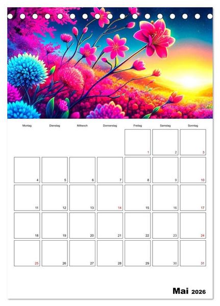 Produktbild: Neonlicht Familienplaner (Tischkalender 2026 DIN A5 hoch), CALVENDO Monatskalender
