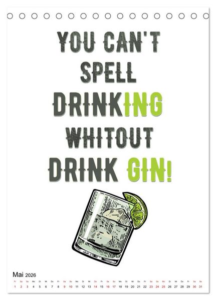 Produktbild: Gin & Tonic - Fun Stuff (Tischkalender 2026 DIN A5 hoch), CALVENDO Monatskalender
