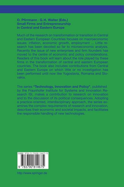 Produktbild: Small Firms and Entrepreneurship in Central and Eastern Europe