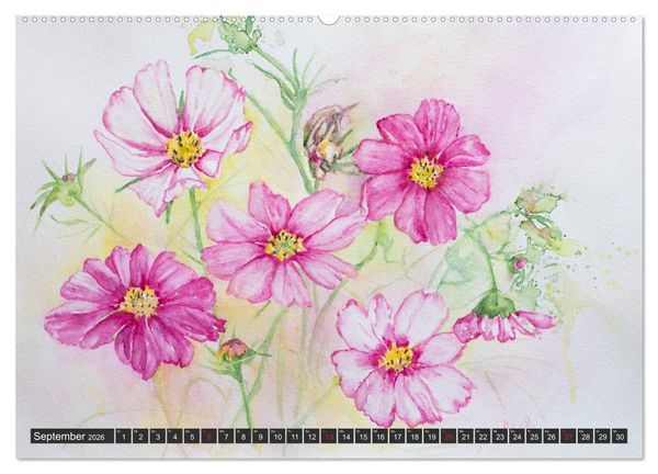 Produktbild: Blumenbilder in Aquarell (Wandkalender 2026 DIN A2 quer), CALVENDO Monatskalender