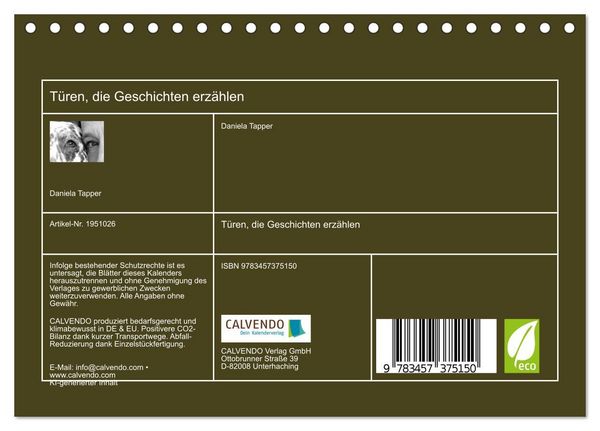 Produktbild: T&uuml;ren, die Geschichten erz&auml;hlen (Tischkalender 2026 DIN A5 quer), CALVENDO Monatskalender