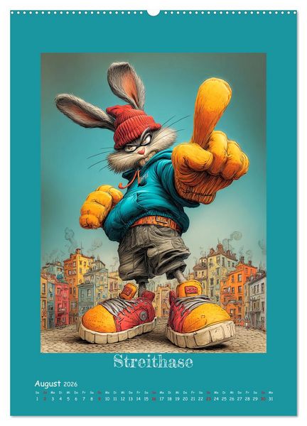 Produktbild: Urban Rabbits. Coole Stadthasen mit Charakter (hochwertiger Premium Wandkalender 2026 DIN A2 hoch), Kunstdruck in Hochglanz