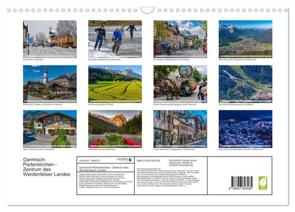 Produktbild: Garmisch-Partenkirchen - Zentrum des Werdenfelser Landes (Wandkalender 2026 DIN A3 quer), CALVENDO Monatskalender