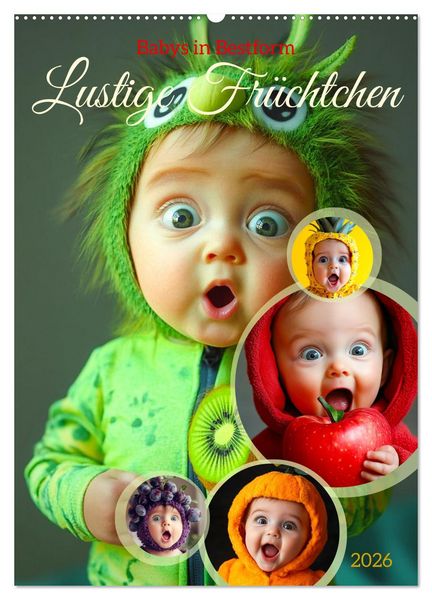 Produktbild: Babys in Bestform - Lustige Fr&uuml;chtchen (Wandkalender 2026 DIN A2 hoch), CALVENDO Monatskalender