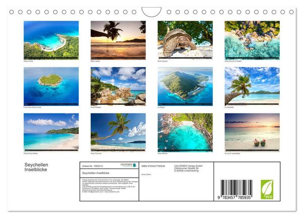 Produktbild: Seychellen Inselblicke (Wandkalender 2026 DIN A4 quer), CALVENDO Monatskalender