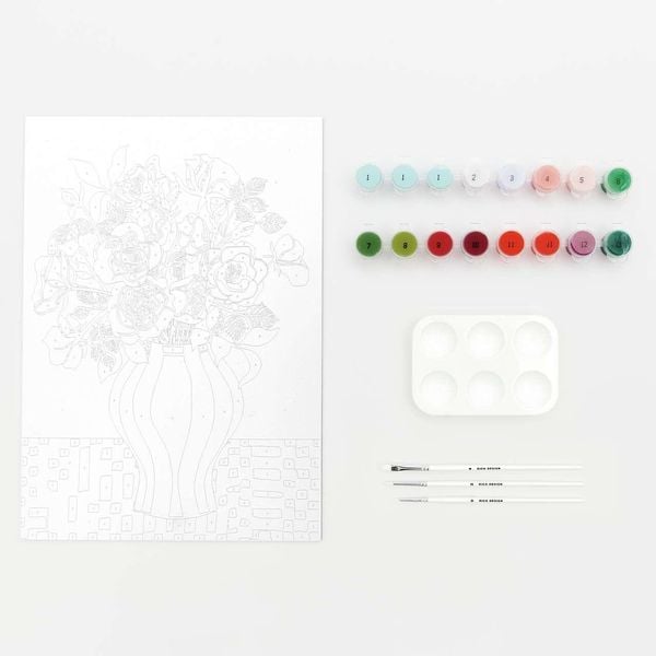 Produktbild: Malen nach Zahlen Set, rote Rosen, 26 x 37 cm,, Inh