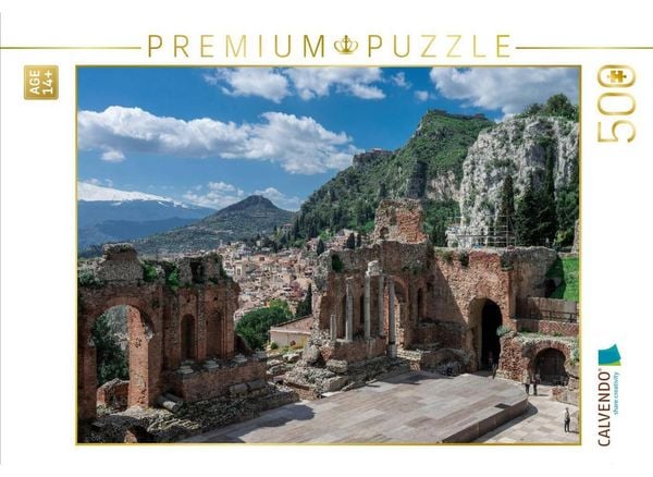 CALVENDO Puzzle Teatro Greco mit Ätna im Hintergrund, Taormina | 500 Teile Lege-Größe 48 × 36 cm Foto-Puzzle für Erwachsene