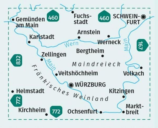 Produktbild: KOMPASS Wanderkarte 166 W&uuml;rzburg, Maindreieck, Schweinfurt, Fr&auml;nkisches Weinland 1:50.000