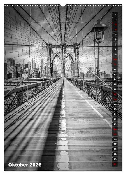 Produktbild: NEW YORK CITY Monochrome Stadtansichten (hochwertiger Premium Wandkalender 2026 DIN A2 hoch), Kunstdruck in Hochglanz