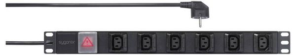Produktbild: Sygonix SY-6736982 Steckdosenleiste 19 Zoll 6fach Schwarz Schutzkontakt 1St.