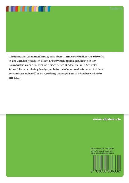 Produktbild: Perspektiven zum Einsatz von Schwefelbeton in der Bauindustrie unter konstruktiven und wirtschaftlichen Aspekten