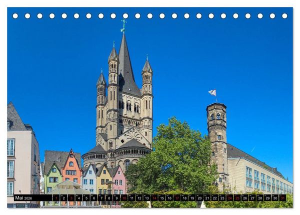 Produktbild: Kirchen in K&ouml;ln - Heilige St&auml;tten und imposante Bauten (Tischkalender 2026 DIN A5 quer), CALVENDO Monatskalender